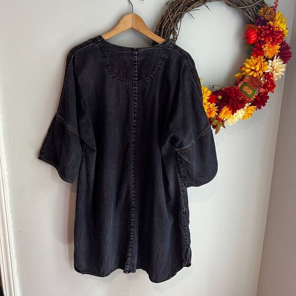 Gudrun Sjoden Womens Button Up Kimono Cape Round Neck Dress MEDIUM in Black - Picture 7 of 12